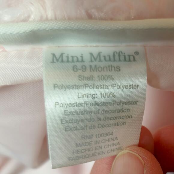 Mini Muffin Pink Faux Fur Jacket 6-9 Months Baby Girl Rosette Coat Satin Bow - Picture 8 of 8